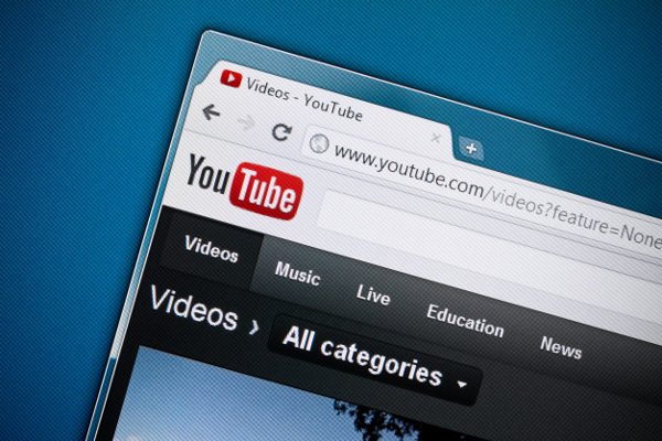 An image showing the YouTube tab open on a computer for video content marketing.