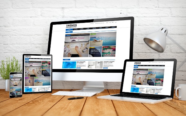 Image of 3 devices illustrating responsive website design