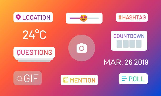 A graphic showing different icons related to Instagram, including likes and stories.