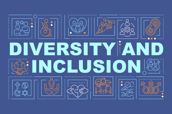 A banner that says diversity and inclusion.