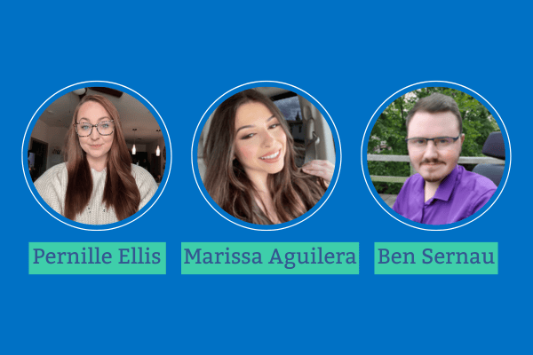 Photos of Marissa Aguilera, Pernille Ellis and Ben Sernau