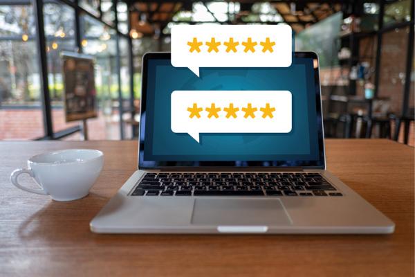Reviews pop out of a computer screen.