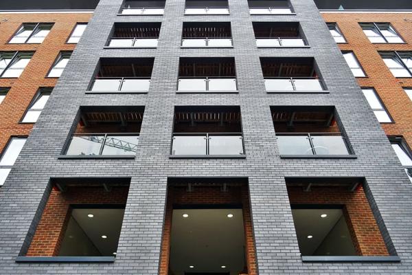 The organized façade of a modern building