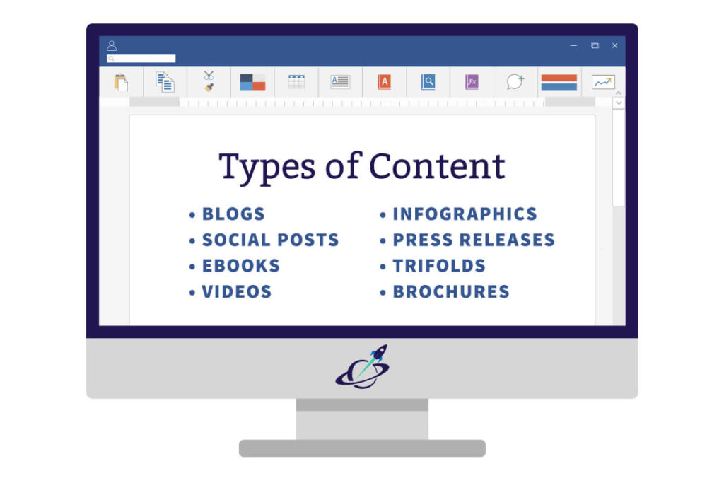 Graphic listing types of written online content