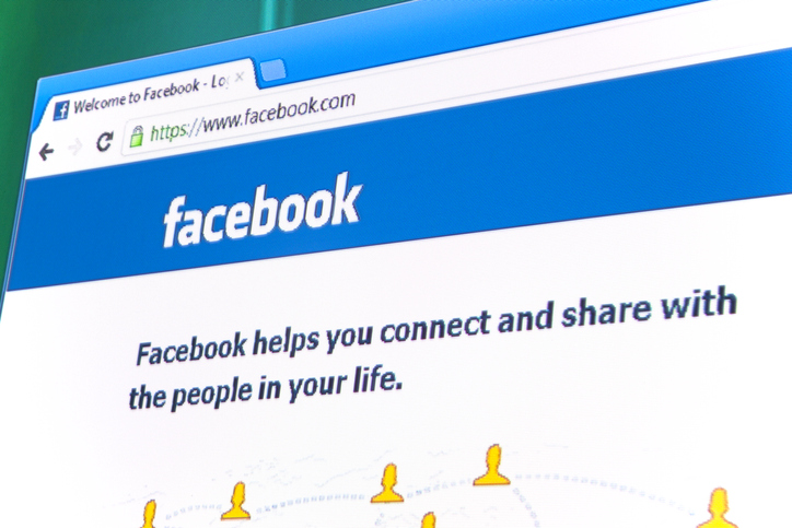 An image of the login screen for Facebook where they are rolling out the new Facebook layout. 
